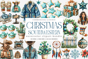 Southwestern Christmas PNG Bundle, an Illustration by SinaCreation