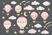 Teddy bear,bunny, hot air balloons., an Animal Illustration by Solo Art Original (Thumbnail 3 of 8)