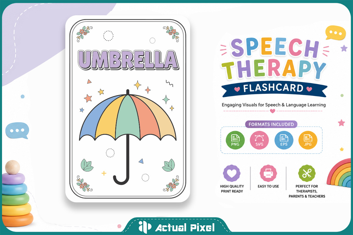 Speech Therapy Flashcard Bundle, an Education Illustration by Actual Pixel (Photo 20 of 22)
