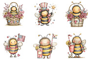 4th of July Bee Whimsical Clipart, a Seasonal Illustration by Designking (Thumbnail 3 of 5)