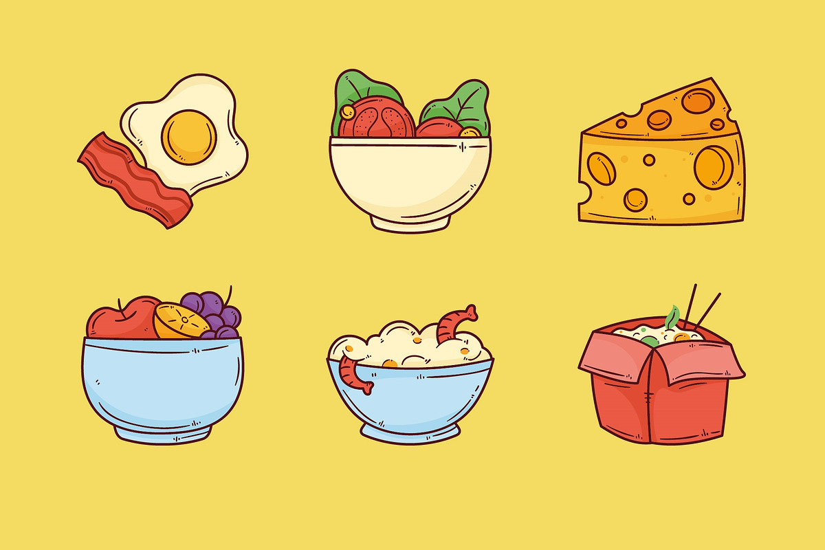 Cute Food Icons Set preview 3