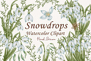 Snowdrops Hand Drawn Clipart, a Seasonal Illustration by BarvArt (Thumbnail 1 of 5)