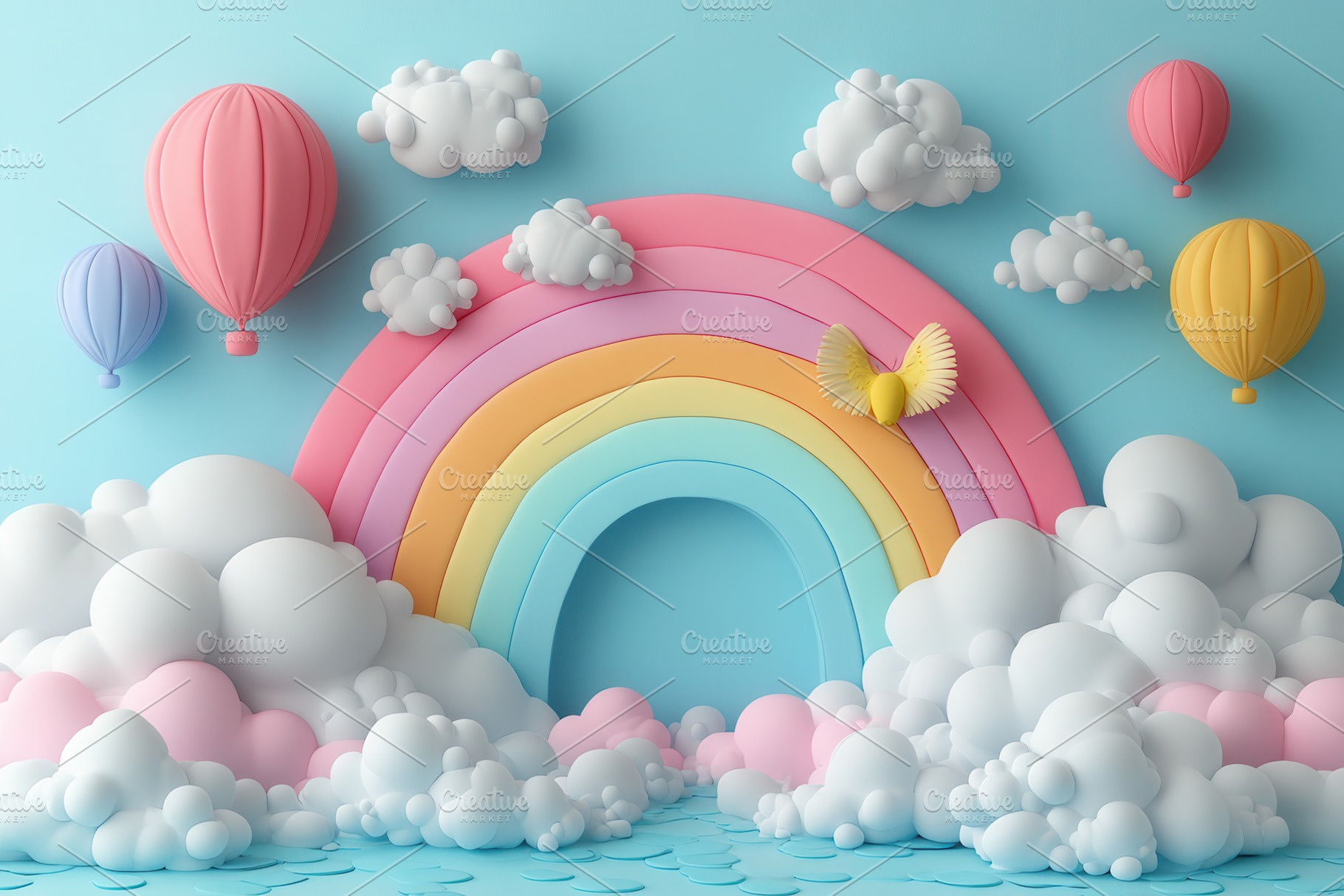 Bright and colorful paper cutout sce, a Photo by Tanuart