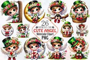 St. Patrick's Day Cute Angel Clipart, an Illustration by RobertsArt