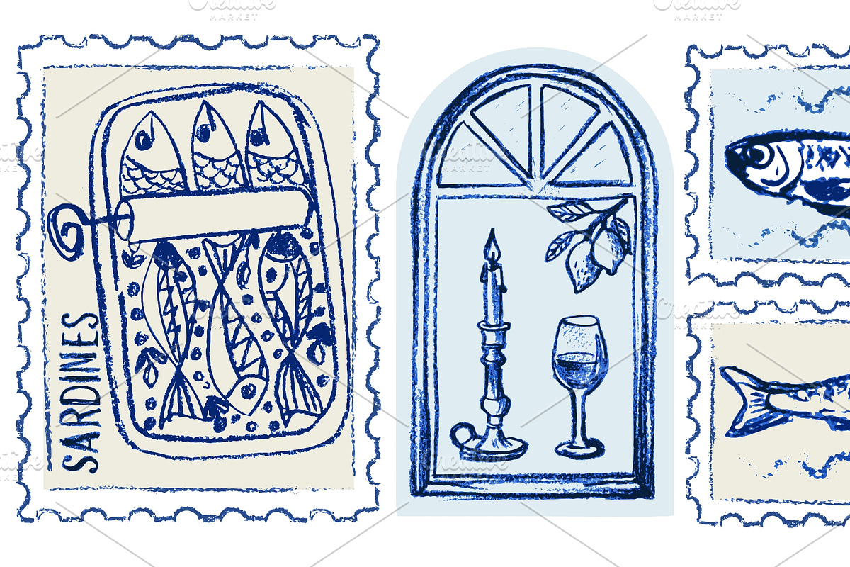 Hand drawn Amalfi coast postage, a Food Illustration by Zimages (Photo 3 of 3)