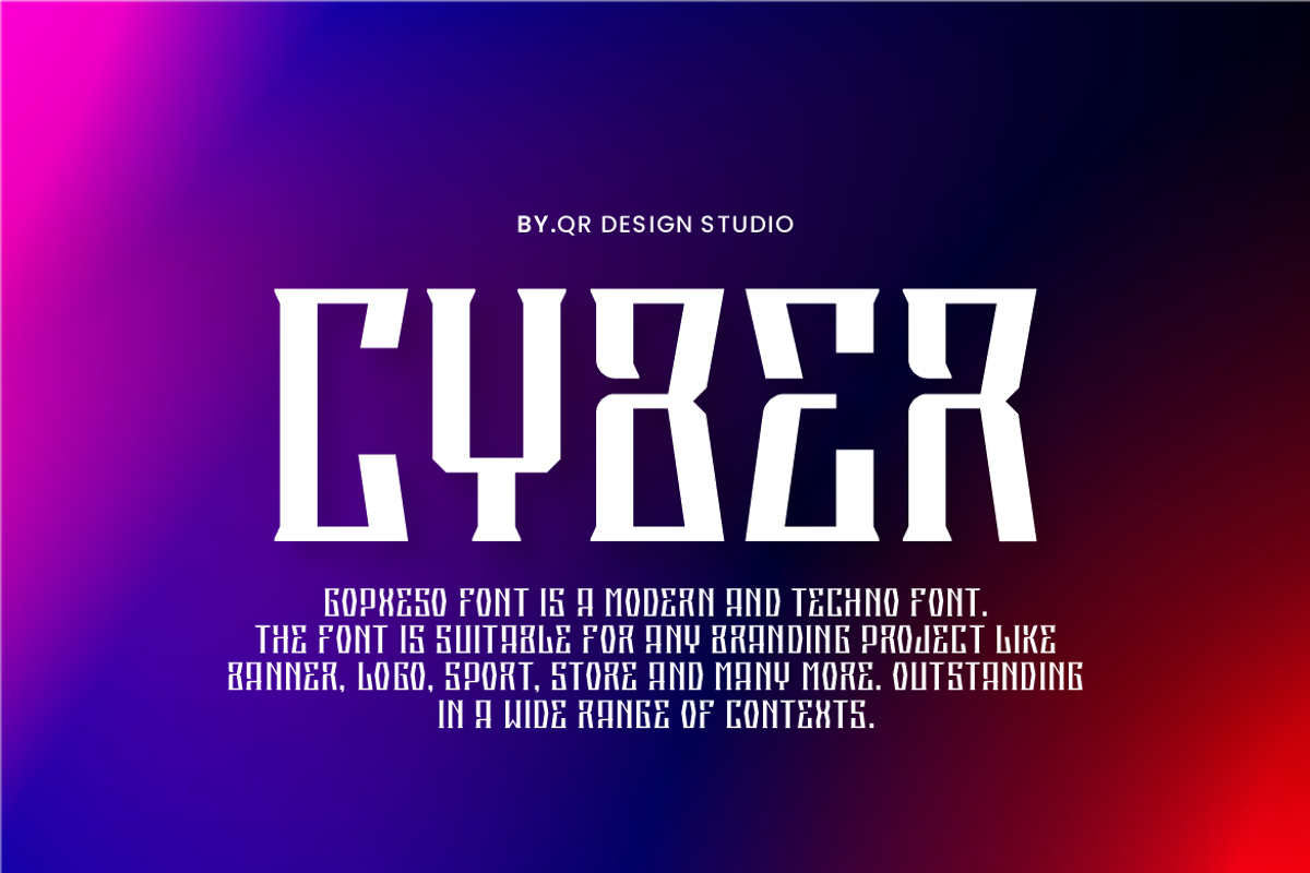 Gopxeso - Digital & Tech Font, a Serif Font by QR Design Studio (Photo 3 of 6)