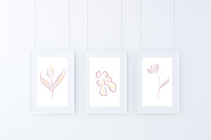 Subtle Flowers And Butterflies Set