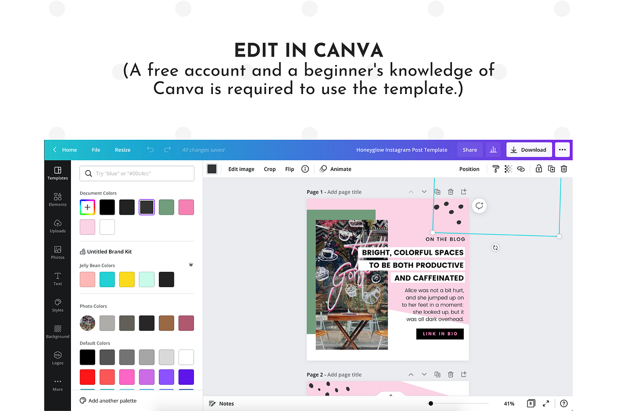 Instagram Template Pink Canva Pack, a Social Media Template by ltsdesigns (Photo 4 of 4)