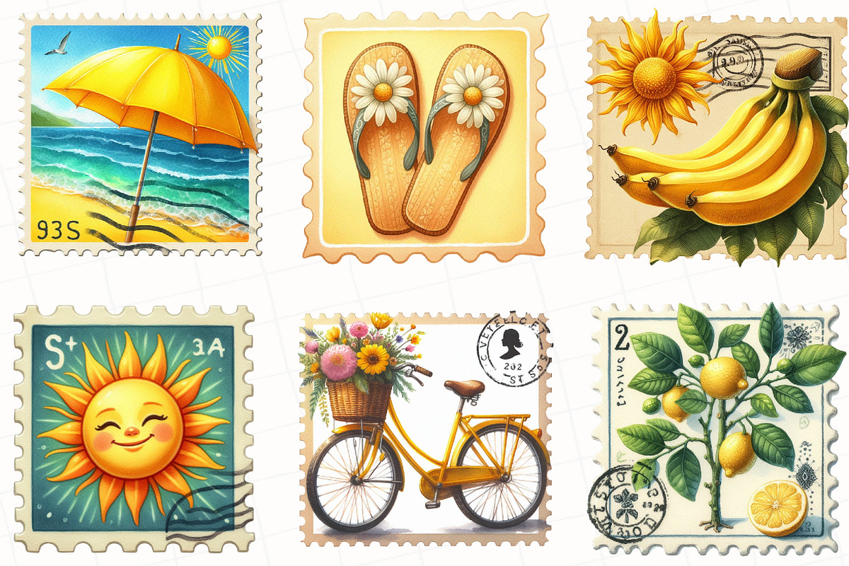 Yellow Summer Postage Stamp Clipart, an Illustration by OK Design (Photo 4 of 4)