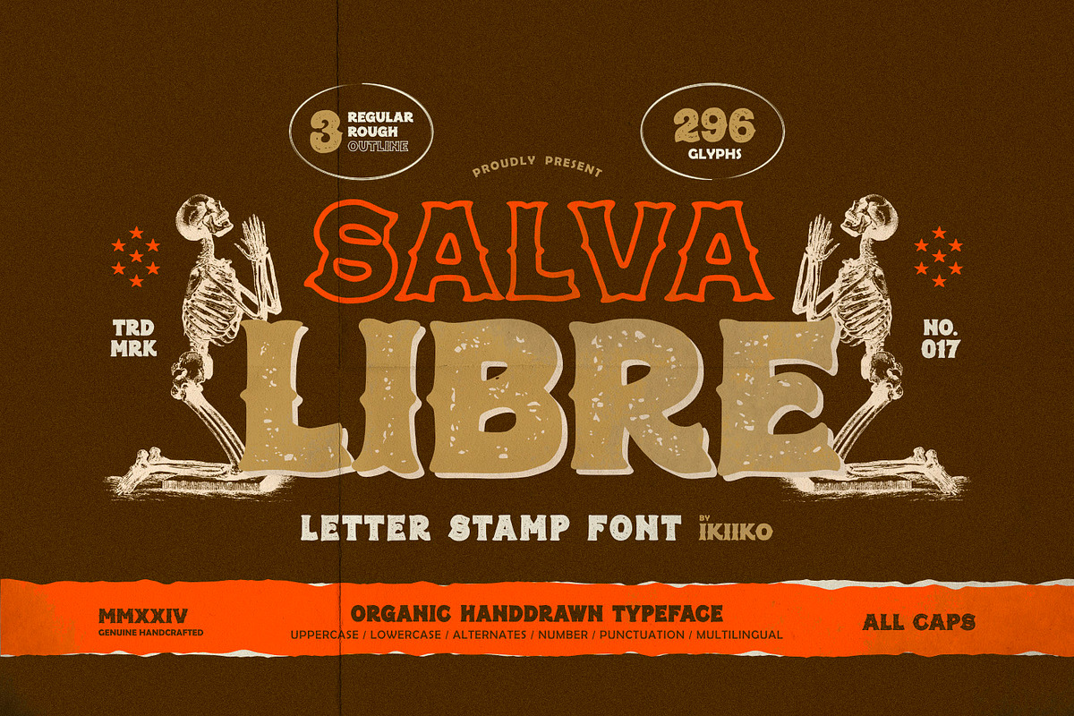 Salva Libre - Letter Stamp Font, a Serif Font by ikiiko (Photo 1 of 7)