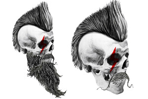 Punk Skull Illustration.Skull Print.