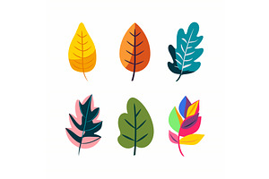 Six Vibrant Leaves Vector