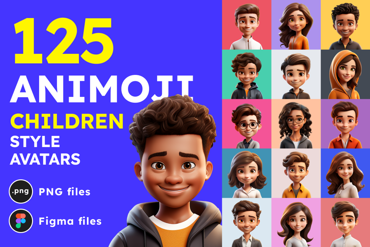 125 Animoji Style Avatars - Children, a Characters & Person 3D Model by Digital Blood (Photo 1 of 13)
