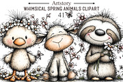 Whimsical Spring Animals Clipart, an Illustration by designcity5 (Thumbnail 1 of 5)