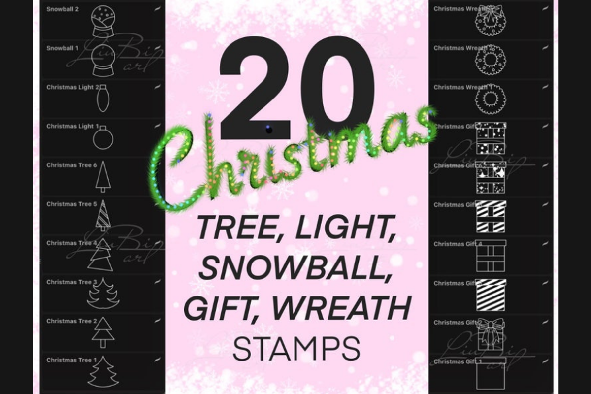 90 Procreate Christmas Stamps Set, a Brush Add-On by LiuBi Art (Photo 3 of 6)