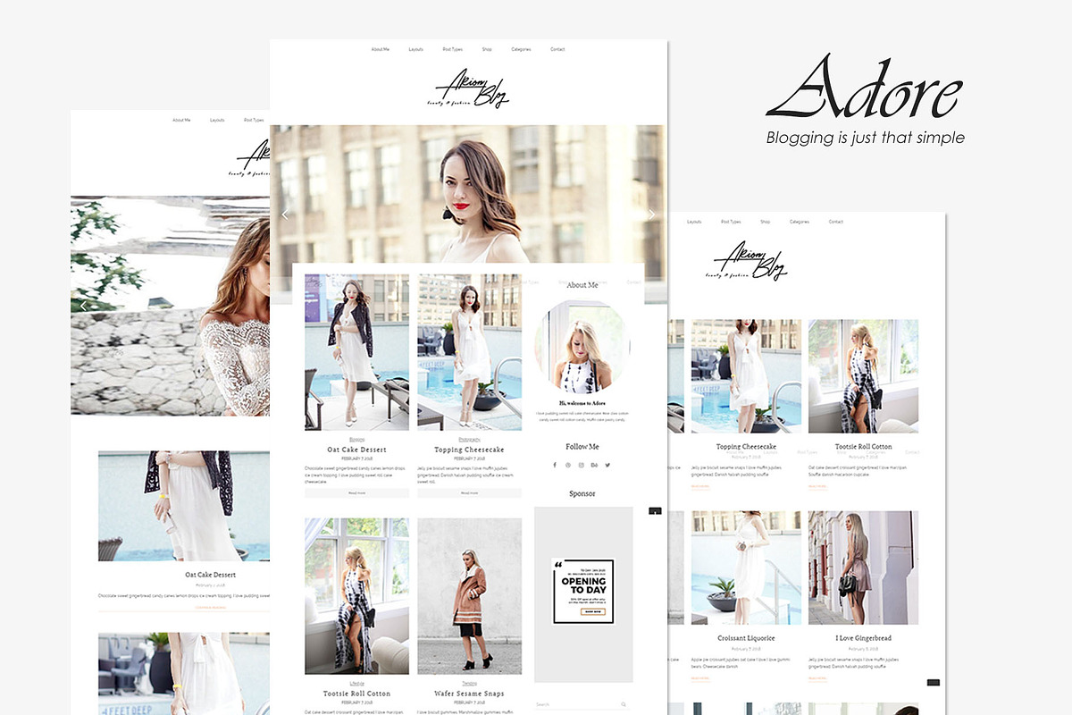 Adore - Beauty Fashion Blog Theme, a WordPress Template by Brickthemes (Photo 1 of 4)