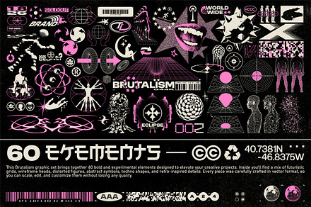 BRUTALISM ICON SET 60 ELEMENT, an Object Graphic by BonkiStudio