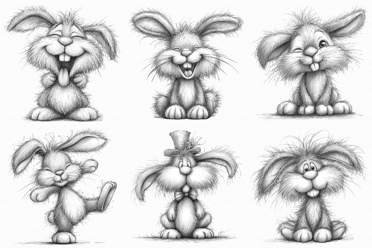 Funny Bunny Sketch Clipart, an Illustration by Libby Wishes (Photo 2 of 8)
