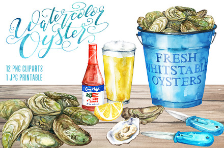 Watercolor Oyster Clipart