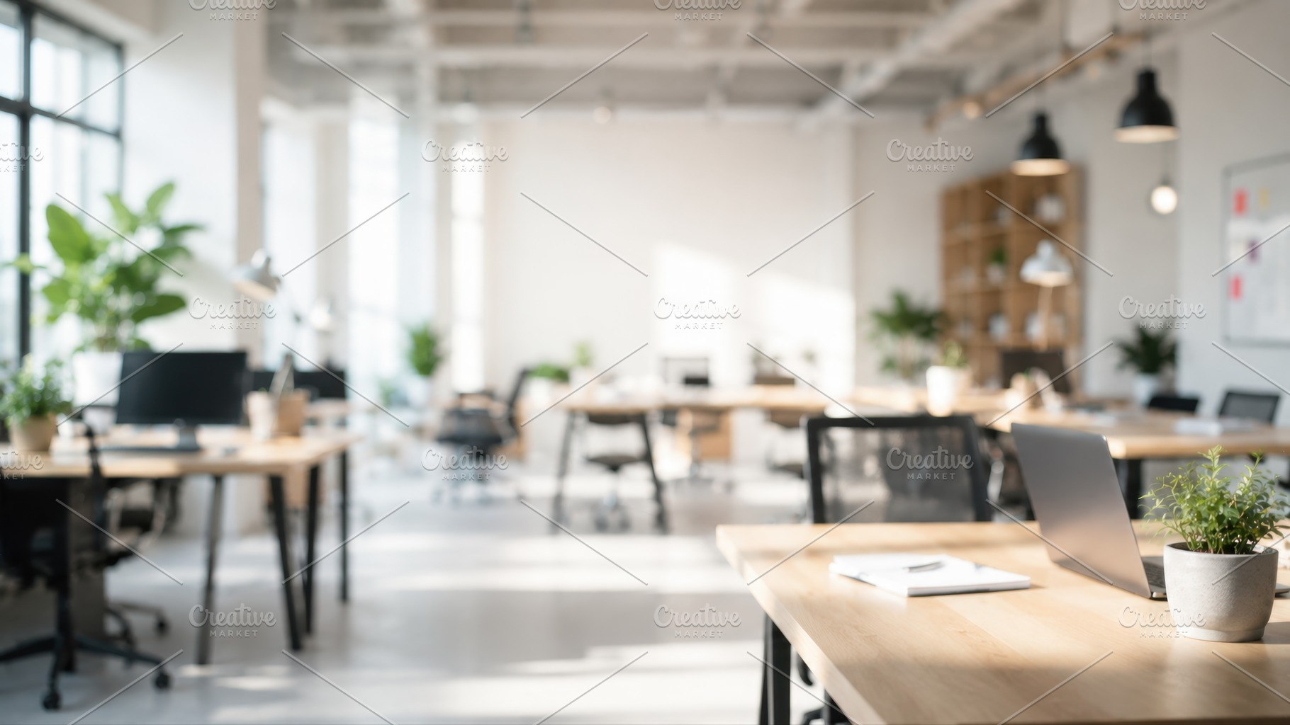 Modern office space in bright room, a Photo by Beautiful things