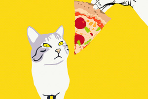Fashion minimal illustration. Pizza lover funny concept