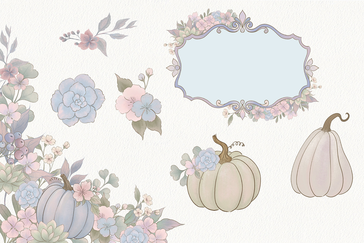 Blush Autumn Floral collection, a Seasonal Illustration by AlenaVlasko stock Market (Photo 7 of 9)