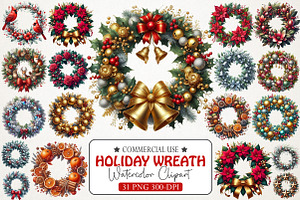 Holiday Wreaths Watercolor Bundle, an Illustration by RobertsArt