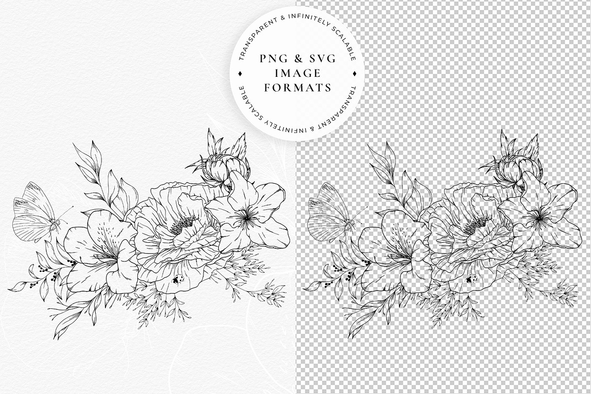 Botanical Line Art SVG & PNG Bundle, a Decorative Illustration by AW Studios (Photo 7 of 7)