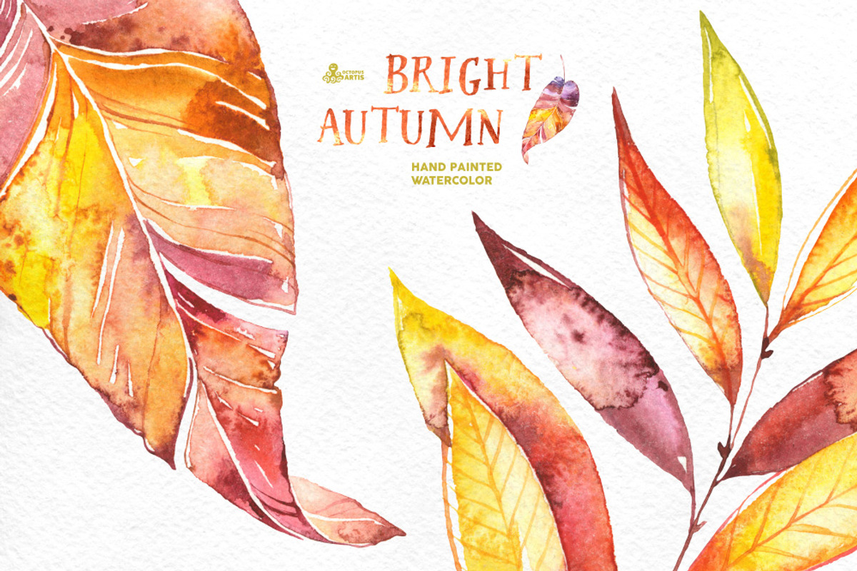 Bright Autumn. Watercolor collection, an Illustration by OctopusArtis (Photo 6 of 6)