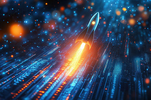 Exciting illustration of a rocket, a Photo by Pavel_design