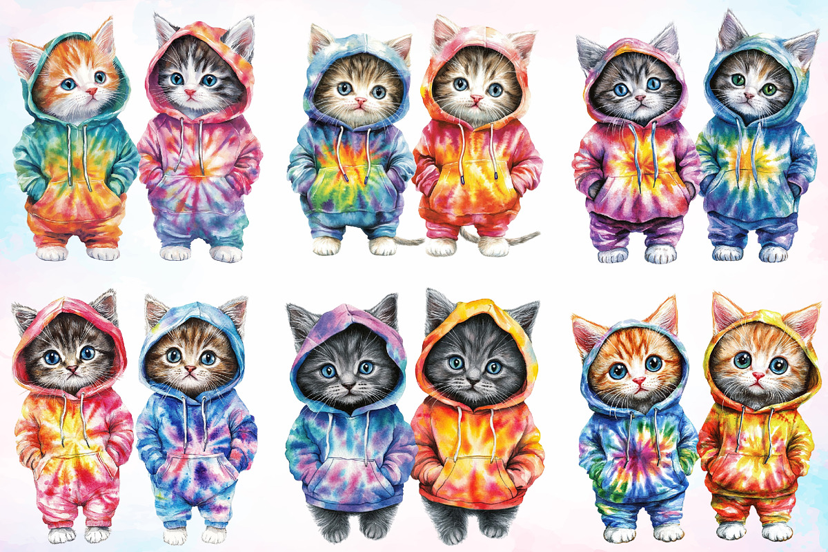 Watercolor Hoodie Kitten Clipart PNG, an Illustration by Canvas Craft (Photo 4 of 4)