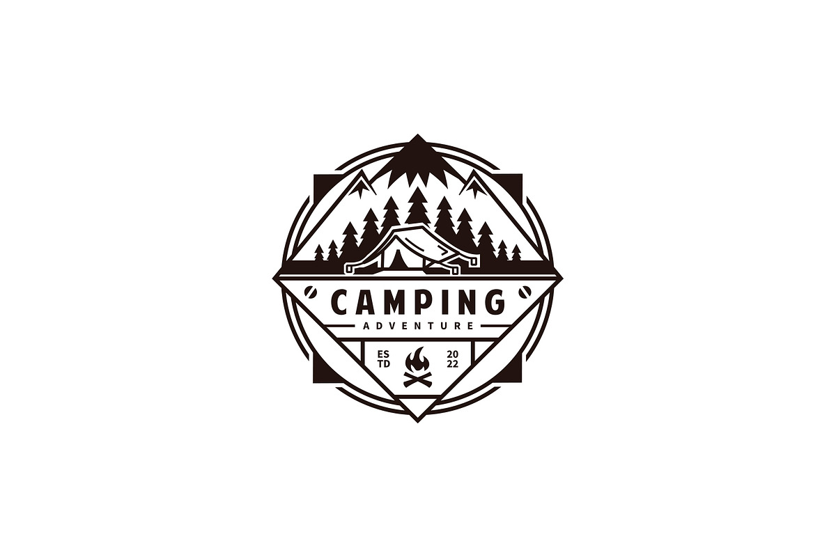 Camping logo design with mountain, a Branding & Logo Template by vexper (Photo 1 of 4)