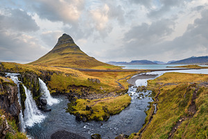 Famous picturesque Kirkjufell mountain and Kirkjufellsfoss water, a Nature Photo by YuriyB
