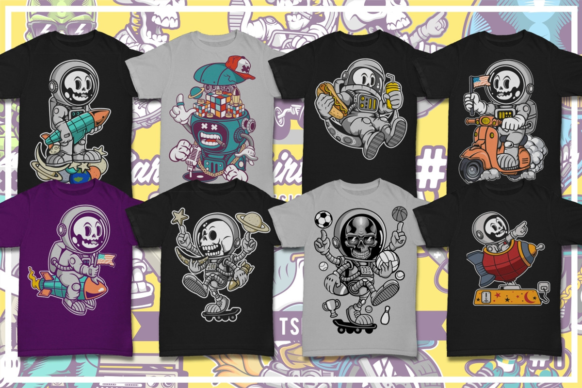 50 Cartoon Tshirt Designs Bundle 8_1, an Illustration by roach_graphic (Photo 7 of 12)