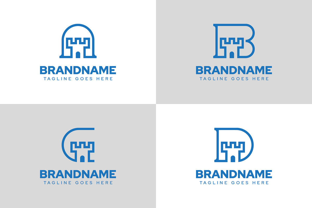 Letter A B C D Fortress Logo Set, a Branding & Logo Template by Pray Art Design Studio