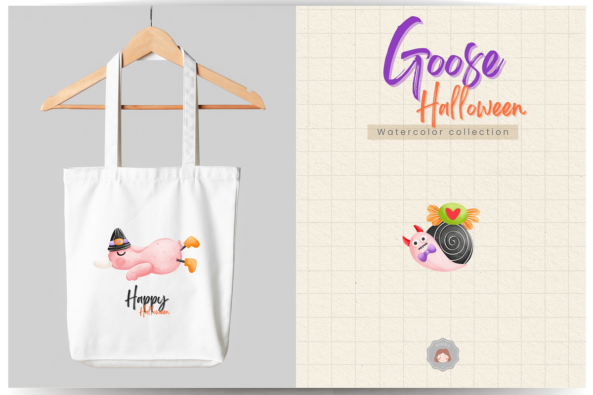 Goose Halloween Watercolor Clipart, an Animal Illustration by Apixsala (Photo 10 of 10)