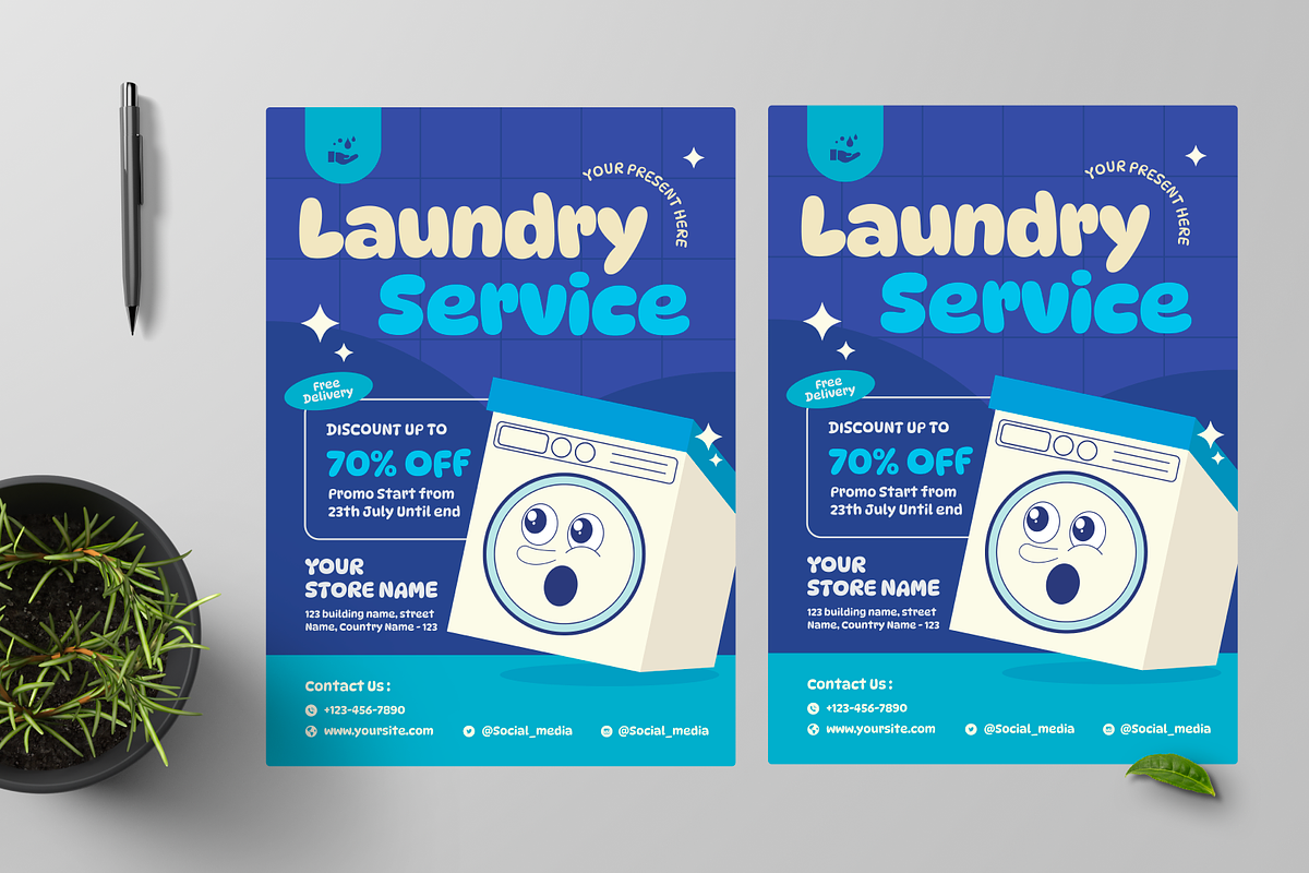 Laundry Service Flyer, a Flyer Template by Annora Studio (Photo 2 of 6)