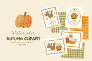 Watercolor Autumn Clipart, a Decorative Illustration by Cute And Wild (Thumbnail 1 of 5)