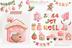 Charming Pink Christmas Watercolor