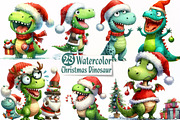 Christmas Funny Dinosaur Clipart, an Illustration by CreationArt (Thumbnail 1 of 6)