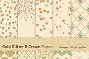 Gold Glitter & Cream Digital Papers, a Texture Graphic by Chus Moreno Studio (Thumbnail 1 of 4)