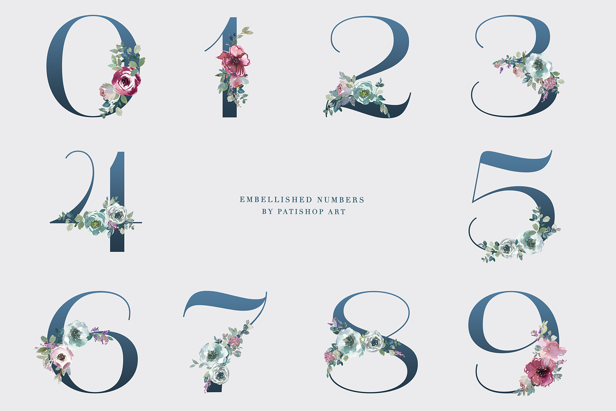 Mint & Mauve Watercolor Floral Set, a Decorative Illustration by ...