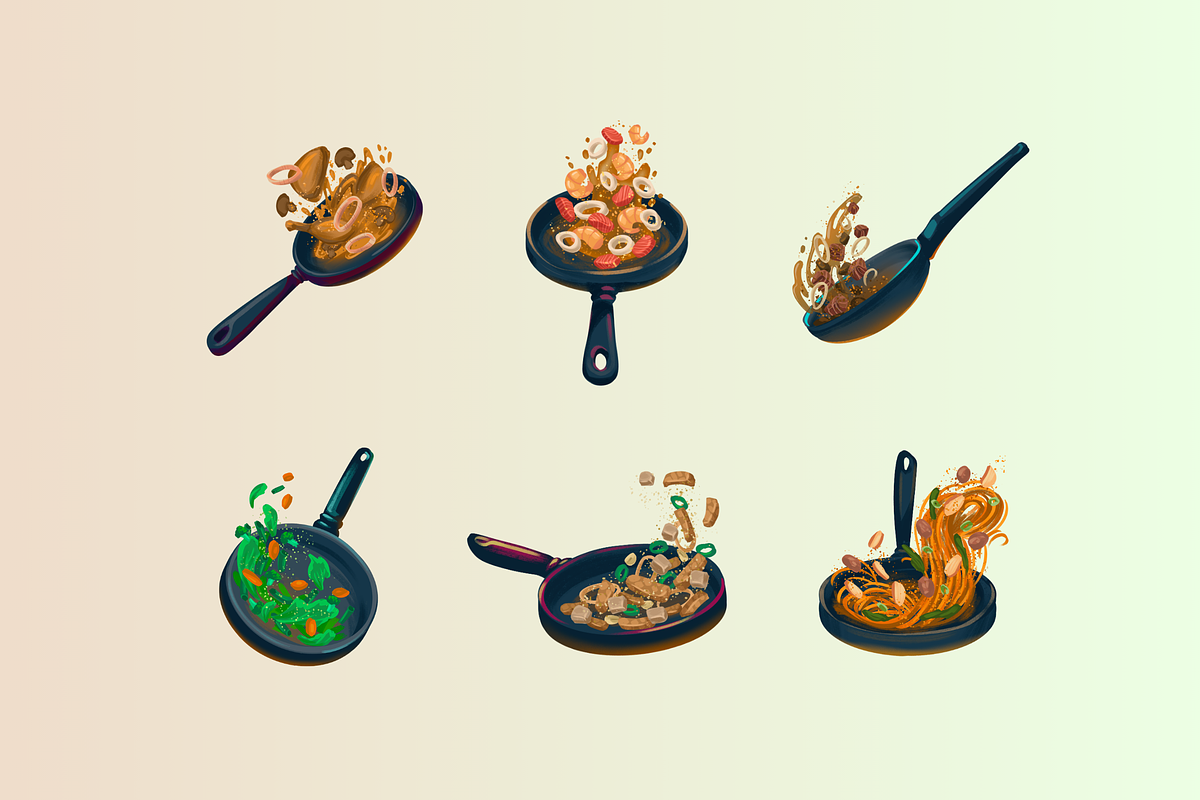 Stir Fry Cooking Illustrations, a Food Illustration by Deemak Daksina (Photo 1 of 3)