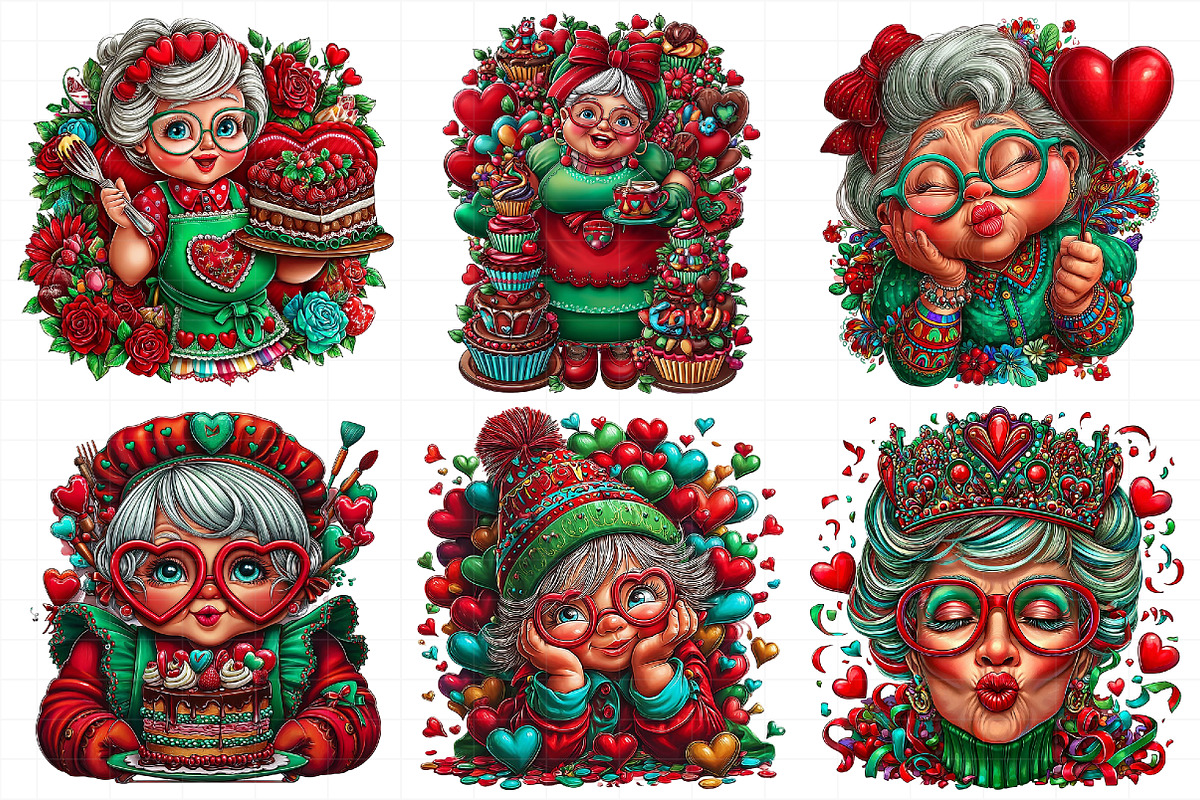Valentine Old Lady Birthday Clipart, an Illustration by Daily.Designs (Photo 5 of 8)