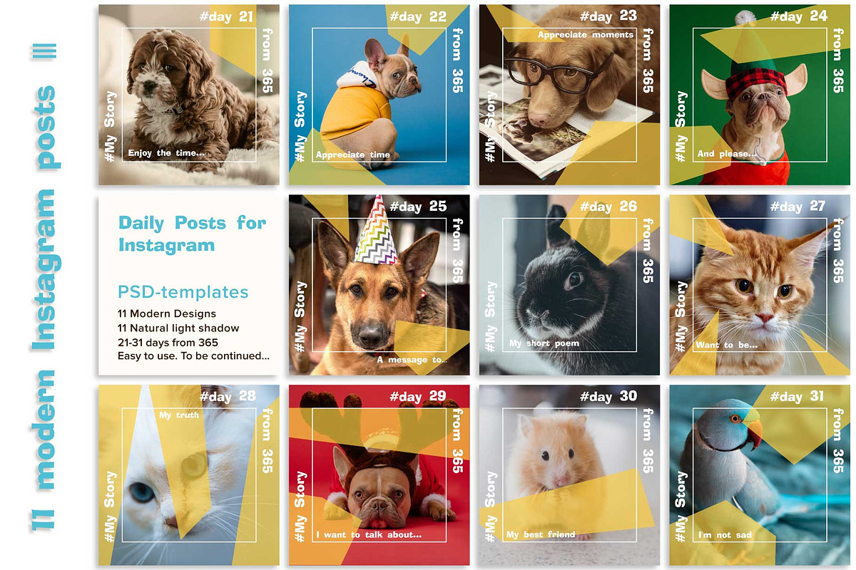 11 Instagram Posts Creator 21-31 day, a Social Media Template by Zimages (Photo 1 of 6)