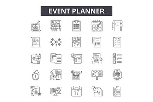 Event Planner Line Icons For Web And