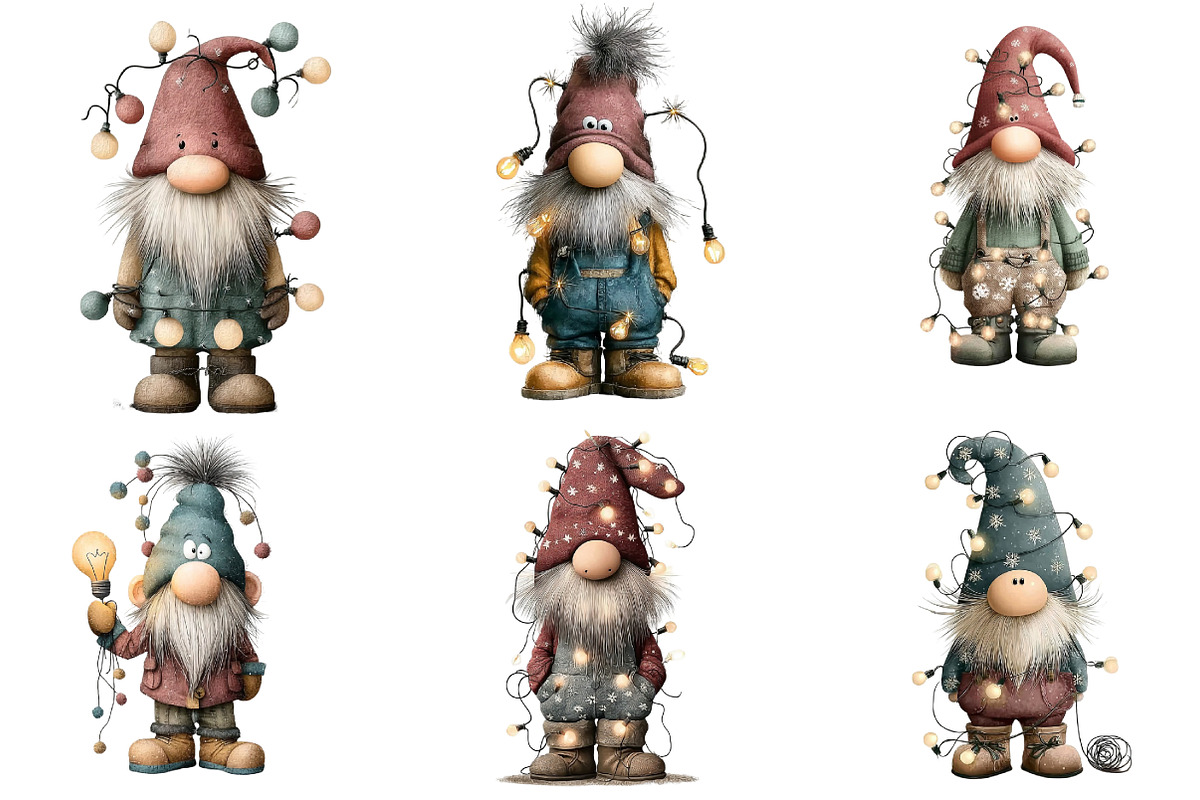 Christmas Gnome Lights Funny, an Illustration by DreamArtGraphic (Photo 2 of 5)