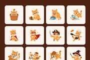 100 Cat Flat Vector Icons, an Emoji Icon by Creative Stall (Thumbnail 10 of 11)