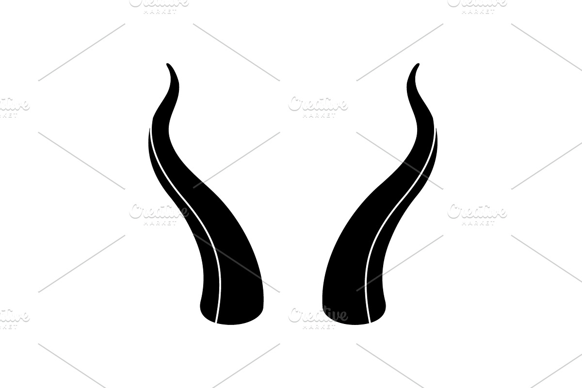 Black bull horns. Silhouette vector, an Animal Illustration by GraphiShop