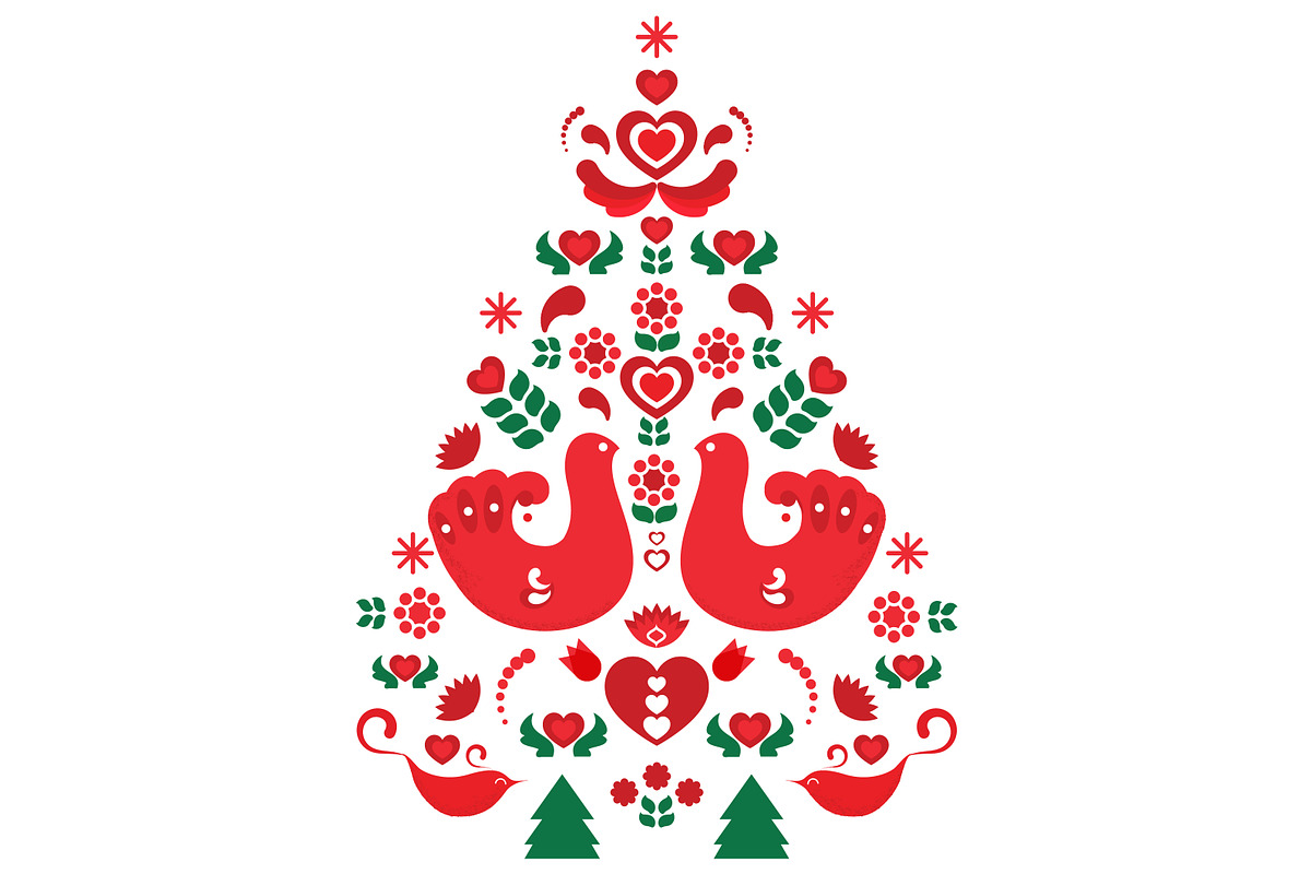 Vector Scandinavian Christmas Tree, an Illustration by SJagiello